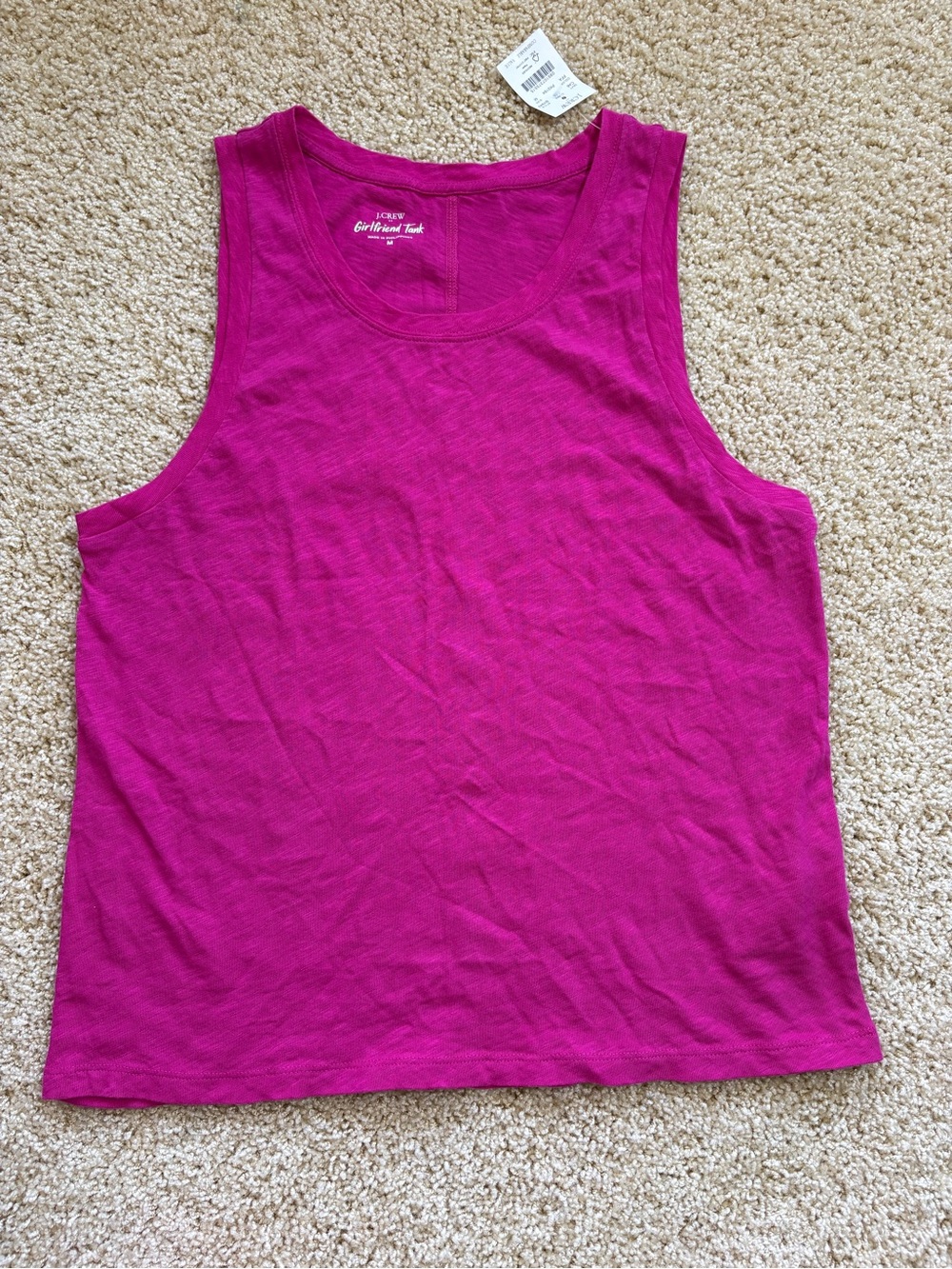 NWT J.Crew Girlfriend Tank Top - Magenta Pink Size M